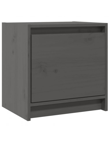 Comodini 2 pz Grigi 40x30,5x40 cm in Legno Massello di Pino