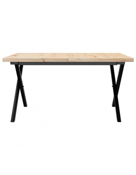 Tavolino Salotto Telaio a X 80x80x45,5cm Massello Pino e Ghisa