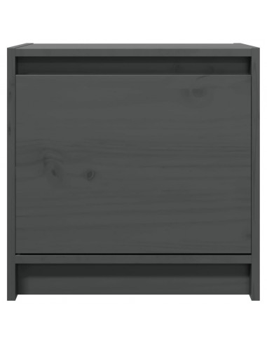 Comodini 2 pz Grigi 40x30,5x40 cm in Legno Massello di Pino