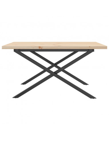 Tavolino Salotto Telaio a X 80x80x45,5cm Massello Pino e Ghisa