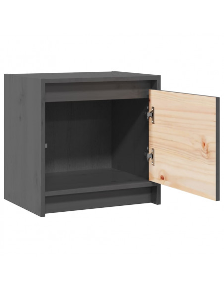 Comodini 2 pz Grigi 40x30,5x40 cm in Legno Massello di Pino