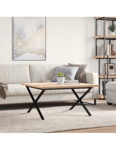 Tavolino Salotto Telaio a X 90x90x45,5cm Massello Pino e Ghisa