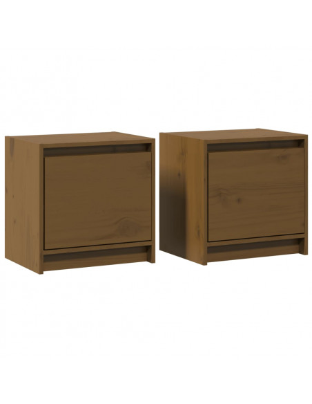 Comodini 2 pz Marrone Miele 40x30,5x40 cm in Massello di Pino