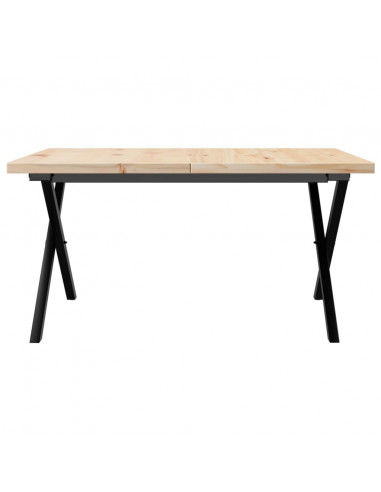 Tavolino Salotto Telaio a X 90x90x45,5cm Massello Pino e Ghisa