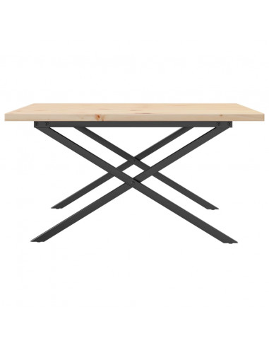 Tavolino Salotto Telaio a X 90x90x45,5cm Massello Pino e Ghisa