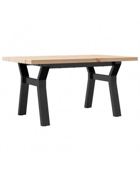 Tavolino Salotto Telaio a Y 80x50x40,5cm Massello Pino e Ghisa