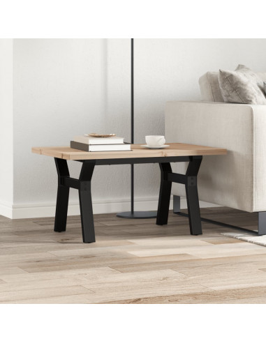 Tavolino Salotto Telaio a Y 80x50x40,5 cm Legno Pino e Acciaio
