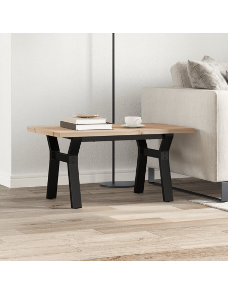 Tavolino Salotto Telaio a Y 80x50x40,5 cm Legno Pino e Acciaio
