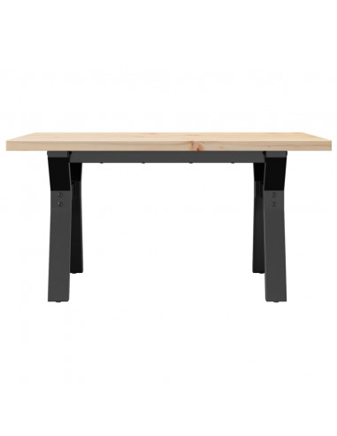 Tavolino Salotto Telaio a Y 80x50x40,5 cm Legno Pino e Acciaio