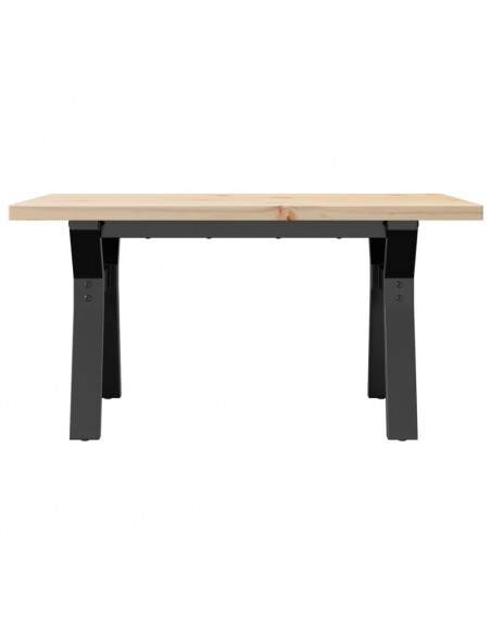Tavolino Salotto Telaio a Y 80x50x40,5cm Massello Pino e Ghisa