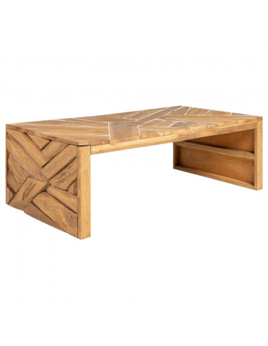 Tavolino da Salotto Massello di Teak Stile Erosione 110x35x38cm