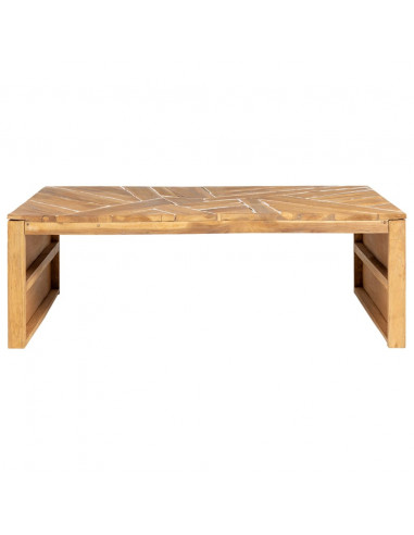 Tavolino da Salotto Massello di Teak Stile Erosione 110x35x38cm