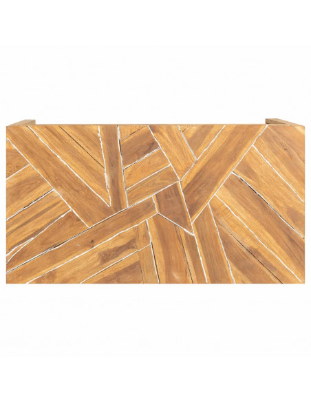Tavolino da Salotto Massello di Teak Stile Erosione 110x35x38cm