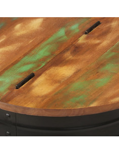 Tavolino da Salotto Nero 50x39,5 cm Legno Massello di Recupero 2