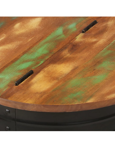 Tavolino da Salotto Nero 50x39,5 cm Legno Massello di Recupero