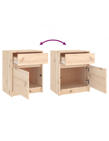Comodini 2 pz 40x31x50 cm in Legno Massello di Pino
