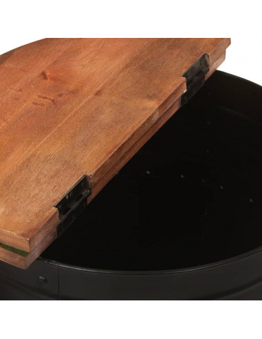 Tavolino da Salotto Nero 50x39,5 cm Legno Massello di Recupero