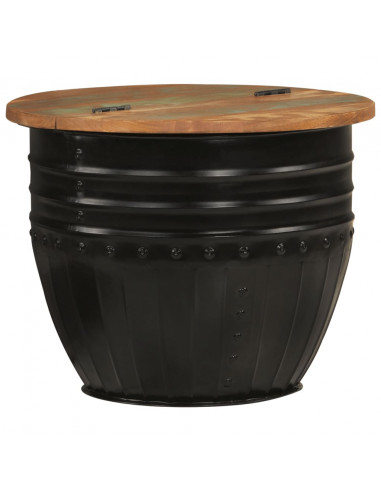 Tavolino da Salotto Nero 50x39,5 cm Legno Massello di Recupero