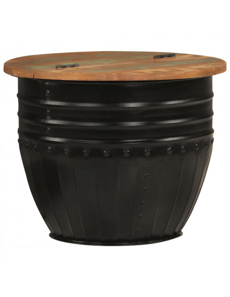 Tavolino da Salotto Nero 50x39,5 cm Legno Massello di Recupero