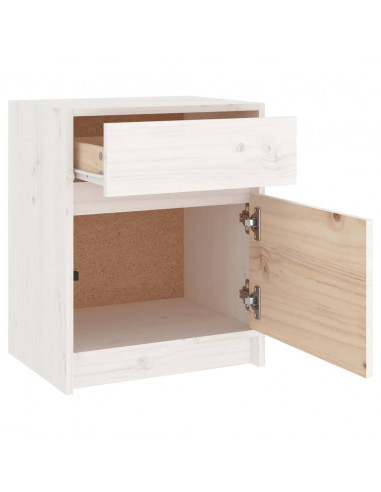 Comodini 2 pz Bianchi 40x31x50 cm in Legno Massello di Pino