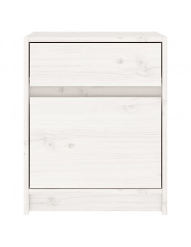 Comodini 2 pz Bianchi 40x31x50 cm in Legno Massello di Pino