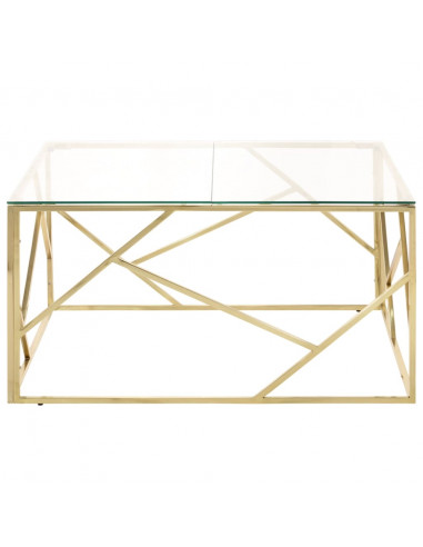 Tavolino Salotto Dorato Acciaio Inossidabile e Vetro Temperato