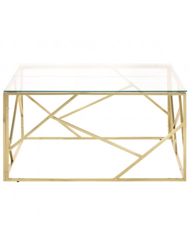 Tavolino Salotto Dorato Acciaio Inossidabile e Vetro Temperato