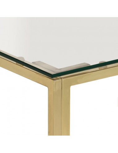 Tavolino Salotto Dorato Acciaio Inossidabile e Vetro Temperato