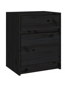 Comodini 2 pz Neri 40x31x50 cm in Legno Massello di Pino 2