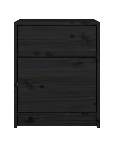 Comodini 2 pz Neri 40x31x50 cm in Legno Massello di Pino