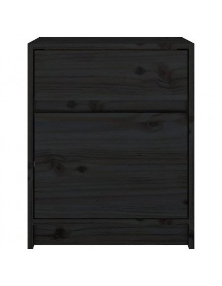 Comodini 2 pz Neri 40x31x50 cm in Legno Massello di Pino