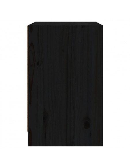Comodini 2 pz Neri 40x31x50 cm in Legno Massello di Pino