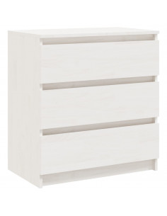 Comodino Bianco 60x36x64 cm in Legno Massello di Pino 2