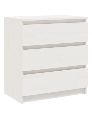 Comodino Bianco 60x36x64 cm in Legno Massello di Pino