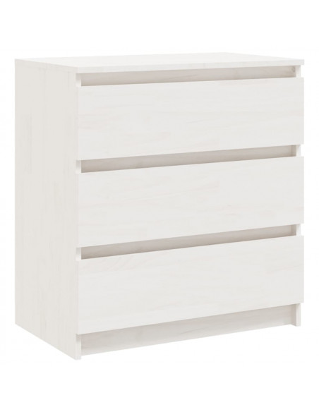 Comodino Bianco 60x36x64 cm in Legno Massello di Pino