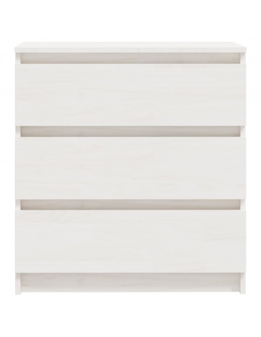 Comodino Bianco 60x36x64 cm in Legno Massello di Pino