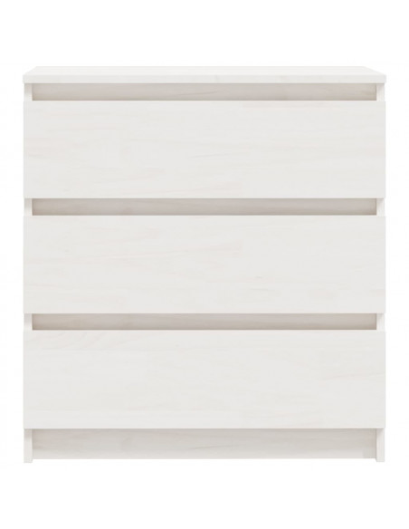 Comodino Bianco 60x36x64 cm in Legno Massello di Pino