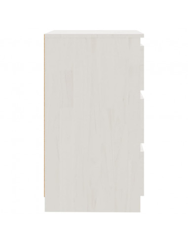 Comodino Bianco 60x36x64 cm in Legno Massello di Pino