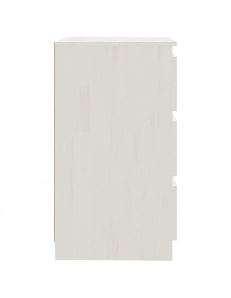 Comodino Bianco 60x36x64 cm in Legno Massello di Pino