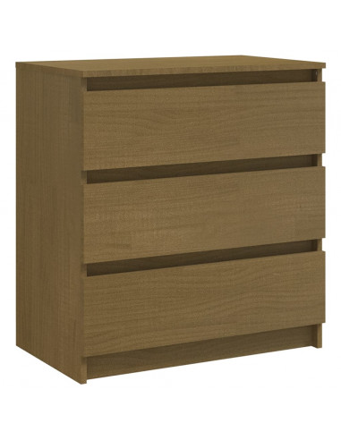 Comodino Miele 60x36x64 cm in Legno Massello di Pino