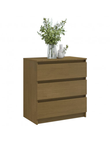 Comodino Miele 60x36x64 cm in Legno Massello di Pino