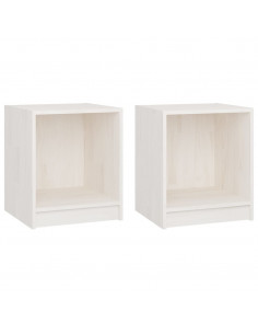 Comodini 2 pz Bianchi 35,5x33,5x41,5 cm Legno Massello di Pino 2