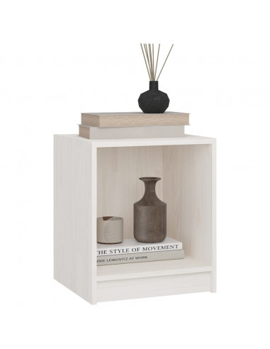 Comodini 2 pz Bianchi 35,5x33,5x41,5 cm Legno Massello di Pino