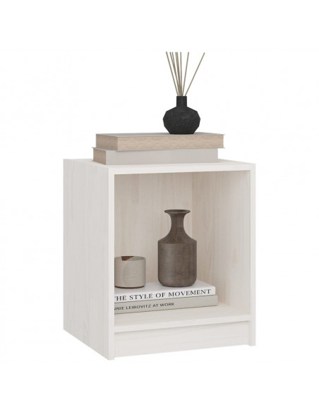 Comodini 2 pz Bianchi 35,5x33,5x41,5 cm Legno Massello di Pino