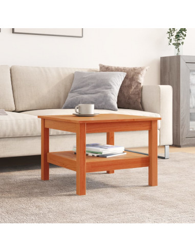 Tavolino da Salotto Marrone Cera 55x55x40cm Legno Massello Pino