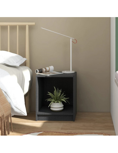 Comodini 2 pz Grigi 35,5x33,5x41,5 cm in Legno Massello di Pino