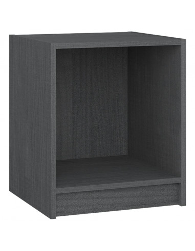 Comodini 2 pz Grigi 35,5x33,5x41,5 cm in Legno Massello di Pino