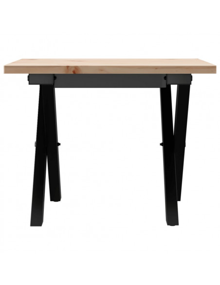Tavolino da Salotto Telaio a X 50x50x35cm Massello Pino e Ghisa