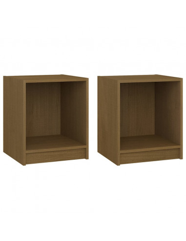 Comodini Marrone Miele 2 pz 35,5x33,5x41,5 cm in Legno di Pino