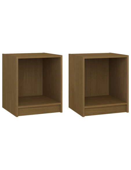 Comodini Marrone Miele 2 pz 35,5x33,5x41,5 cm in Legno di Pino